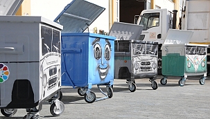 Çöp kutuları çocuklar için boyandı