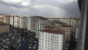 Kayseri’de yağmur sonrasında gökkuşağı oluştu