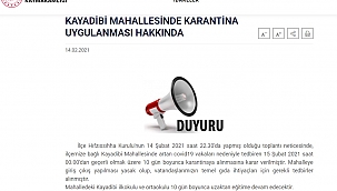 856 nüfuslu mahalleye ‘koronavirüs’ karantinası