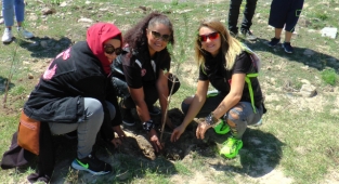 Motorcular festival öncesi Erciyes Dağını ağaçlandırdı