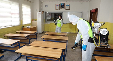 Talas'taki okullarda ara tatil temizliği