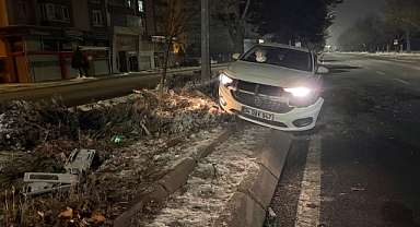 Alkollü sürücü önce ağacı devirdi ardından aydınlatma direğine çarptı