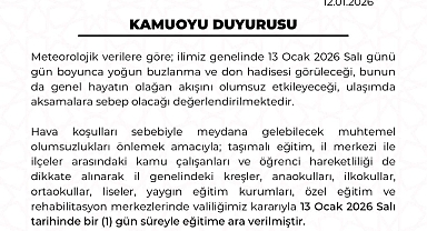 Kayseri’de eğitime 1 gün ara