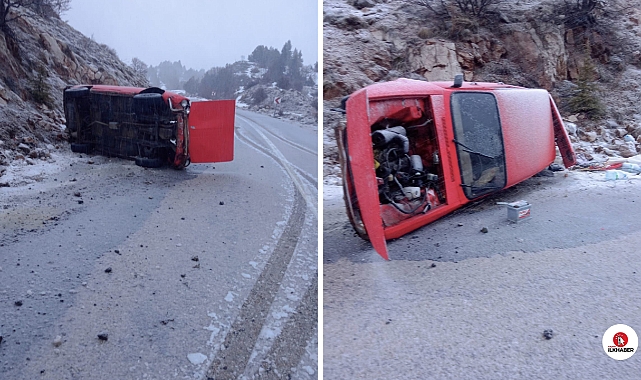 Şiddetli rüzgar otomobili yan yatırdı
