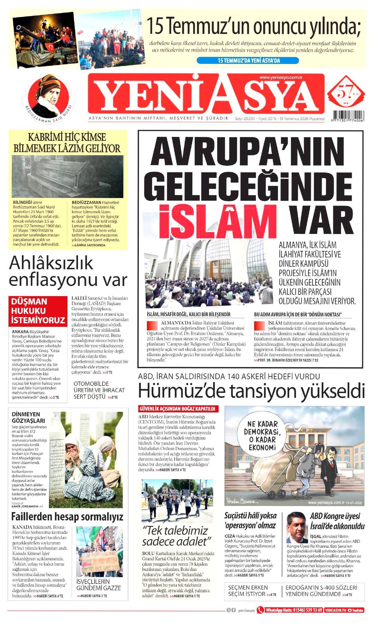 Yeni Asya Gazetesi Gazete Manşeti